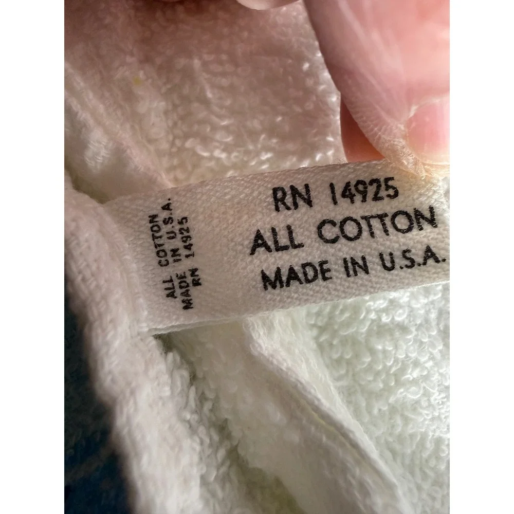 Vintage Blue Rose Floral Cotton Hand Towel Fringe Made in USA 22x41